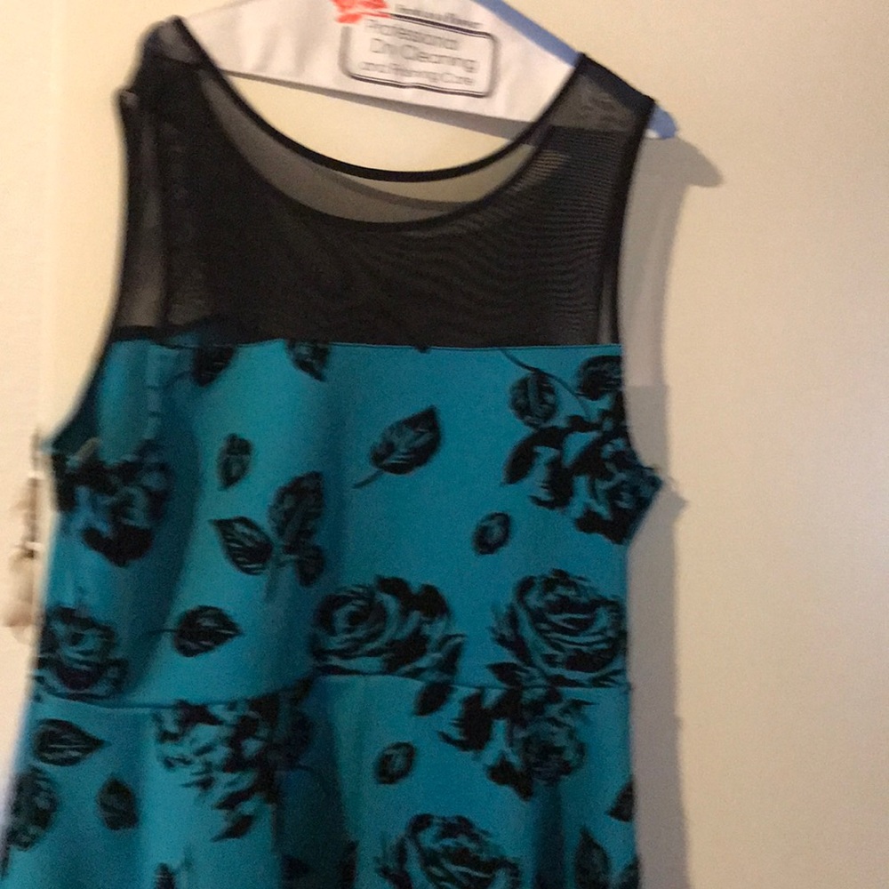 Beautiful blue green and black dress.